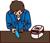 商品を確認するスタッフ