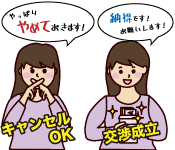 キャンセルOKまたは交渉成立のイラスト