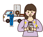 スマホで問い合せするイラスト