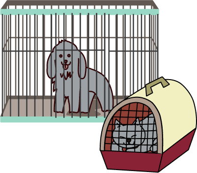 ゲージに入ったペットのイラスト
