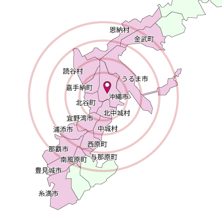 沖縄市が拠点の買取エリアのイラスト